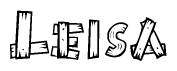 The clipart image shows the name Leisa stylized to look like it is constructed out of separate wooden planks or boards, with each letter having wood grain and plank-like details.