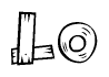 The clipart image shows the name Lo stylized to look as if it has been constructed out of wooden planks or logs. Each letter is designed to resemble pieces of wood.