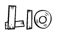 The clipart image shows the name Lio stylized to look like it is constructed out of separate wooden planks or boards, with each letter having wood grain and plank-like details.