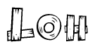 The clipart image shows the name Loh stylized to look like it is constructed out of separate wooden planks or boards, with each letter having wood grain and plank-like details.