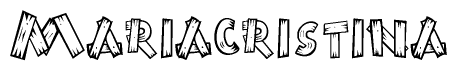 The clipart image shows the name Mariacristina stylized to look as if it has been constructed out of wooden planks or logs. Each letter is designed to resemble pieces of wood.