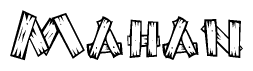 The clipart image shows the name Mahan stylized to look like it is constructed out of separate wooden planks or boards, with each letter having wood grain and plank-like details.
