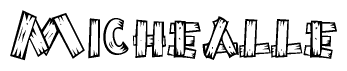 The image contains the name Michealle written in a decorative, stylized font with a hand-drawn appearance. The lines are made up of what appears to be planks of wood, which are nailed together