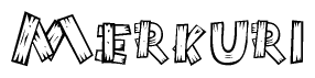 The clipart image shows the name Merkuri stylized to look like it is constructed out of separate wooden planks or boards, with each letter having wood grain and plank-like details.