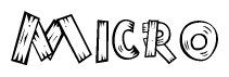 The clipart image shows the name Micro stylized to look as if it has been constructed out of wooden planks or logs. Each letter is designed to resemble pieces of wood.