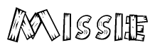 The clipart image shows the name Missie stylized to look like it is constructed out of separate wooden planks or boards, with each letter having wood grain and plank-like details.