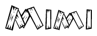 The clipart image shows the name Mimi stylized to look like it is constructed out of separate wooden planks or boards, with each letter having wood grain and plank-like details.