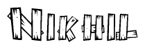 The clipart image shows the name Nikhil stylized to look like it is constructed out of separate wooden planks or boards, with each letter having wood grain and plank-like details.