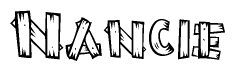 The clipart image shows the name Nancie stylized to look like it is constructed out of separate wooden planks or boards, with each letter having wood grain and plank-like details.