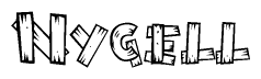 The clipart image shows the name Nygell stylized to look like it is constructed out of separate wooden planks or boards, with each letter having wood grain and plank-like details.