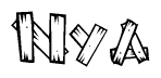 The clipart image shows the name Nya stylized to look like it is constructed out of separate wooden planks or boards, with each letter having wood grain and plank-like details.