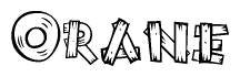 The image contains the name Orane written in a decorative, stylized font with a hand-drawn appearance. The lines are made up of what appears to be planks of wood, which are nailed together