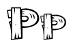 The clipart image shows the name Pp stylized to look as if it has been constructed out of wooden planks or logs. Each letter is designed to resemble pieces of wood.