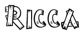 The clipart image shows the name Ricca stylized to look as if it has been constructed out of wooden planks or logs. Each letter is designed to resemble pieces of wood.