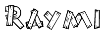 The image contains the name Raymi written in a decorative, stylized font with a hand-drawn appearance. The lines are made up of what appears to be planks of wood, which are nailed together