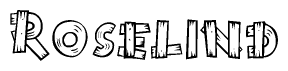 The clipart image shows the name Roselind stylized to look like it is constructed out of separate wooden planks or boards, with each letter having wood grain and plank-like details.