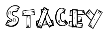 The clipart image shows the name Stacey stylized to look like it is constructed out of separate wooden planks or boards, with each letter having wood grain and plank-like details.