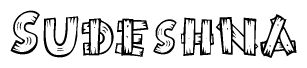The clipart image shows the name Sudeshna stylized to look like it is constructed out of separate wooden planks or boards, with each letter having wood grain and plank-like details.