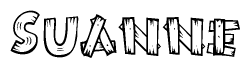 The clipart image shows the name Suanne stylized to look like it is constructed out of separate wooden planks or boards, with each letter having wood grain and plank-like details.
