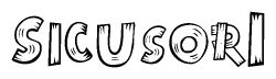 The clipart image shows the name Sicusor1 stylized to look like it is constructed out of separate wooden planks or boards, with each letter having wood grain and plank-like details.
