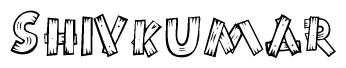The clipart image shows the name Shivkumar stylized to look like it is constructed out of separate wooden planks or boards, with each letter having wood grain and plank-like details.