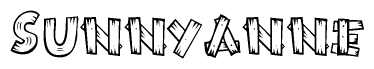 The clipart image shows the name Sunnyanne stylized to look like it is constructed out of separate wooden planks or boards, with each letter having wood grain and plank-like details.