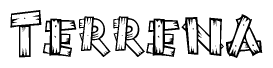 The clipart image shows the name Terrena stylized to look like it is constructed out of separate wooden planks or boards, with each letter having wood grain and plank-like details.