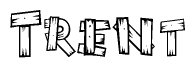 The image contains the name Trent written in a decorative, stylized font with a hand-drawn appearance. The lines are made up of what appears to be planks of wood, which are nailed together