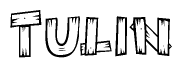 The clipart image shows the name Tulin stylized to look like it is constructed out of separate wooden planks or boards, with each letter having wood grain and plank-like details.