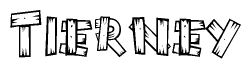 The clipart image shows the name Tierney stylized to look like it is constructed out of separate wooden planks or boards, with each letter having wood grain and plank-like details.