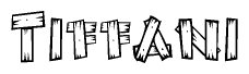 The image contains the name Tiffani written in a decorative, stylized font with a hand-drawn appearance. The lines are made up of what appears to be planks of wood, which are nailed together