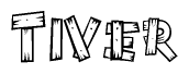 The clipart image shows the name Tiver stylized to look as if it has been constructed out of wooden planks or logs. Each letter is designed to resemble pieces of wood.