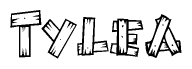 The clipart image shows the name Tylea stylized to look as if it has been constructed out of wooden planks or logs. Each letter is designed to resemble pieces of wood.