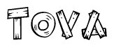 The clipart image shows the name Tova stylized to look like it is constructed out of separate wooden planks or boards, with each letter having wood grain and plank-like details.