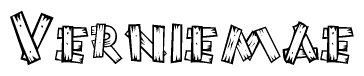 The clipart image shows the name Verniemae stylized to look like it is constructed out of separate wooden planks or boards, with each letter having wood grain and plank-like details.
