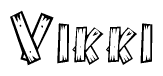 The clipart image shows the name Vikki stylized to look like it is constructed out of separate wooden planks or boards, with each letter having wood grain and plank-like details.