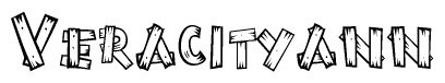 The image contains the name Veracityann written in a decorative, stylized font with a hand-drawn appearance. The lines are made up of what appears to be planks of wood, which are nailed together