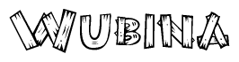 The clipart image shows the name Wubina stylized to look like it is constructed out of separate wooden planks or boards, with each letter having wood grain and plank-like details.