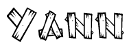 The clipart image shows the name Yann stylized to look like it is constructed out of separate wooden planks or boards, with each letter having wood grain and plank-like details.