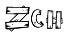 The clipart image shows the name Zch stylized to look like it is constructed out of separate wooden planks or boards, with each letter having wood grain and plank-like details.