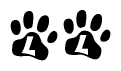 The image shows a row of animal paw prints, each containing a letter. The letters spell out the word Ll within the paw prints.