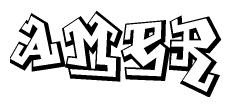 The image is a stylized representation of the letters Amer designed to mimic the look of graffiti text. The letters are bold and have a three-dimensional appearance, with emphasis on angles and shadowing effects.