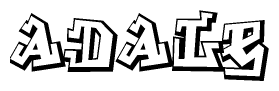 The clipart image depicts the word Adale in a style reminiscent of graffiti. The letters are drawn in a bold, block-like script with sharp angles and a three-dimensional appearance.