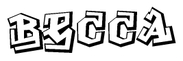 The image is a stylized representation of the letters Becca designed to mimic the look of graffiti text. The letters are bold and have a three-dimensional appearance, with emphasis on angles and shadowing effects.