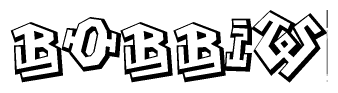 The clipart image depicts the word Bobbiw in a style reminiscent of graffiti. The letters are drawn in a bold, block-like script with sharp angles and a three-dimensional appearance.