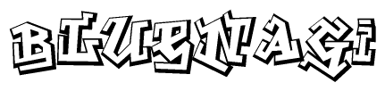 The clipart image features a stylized text in a graffiti font that reads Bluenagi.