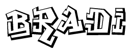 The clipart image depicts the word Bradi in a style reminiscent of graffiti. The letters are drawn in a bold, block-like script with sharp angles and a three-dimensional appearance.
