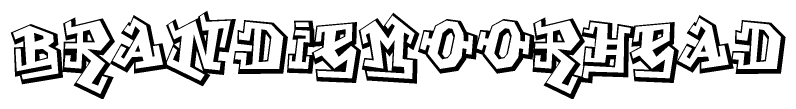 The clipart image depicts the word Brandiemoorhead in a style reminiscent of graffiti. The letters are drawn in a bold, block-like script with sharp angles and a three-dimensional appearance.