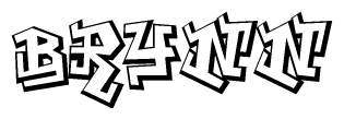 The image is a stylized representation of the letters Brynn designed to mimic the look of graffiti text. The letters are bold and have a three-dimensional appearance, with emphasis on angles and shadowing effects.