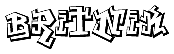 The clipart image depicts the word Britnik in a style reminiscent of graffiti. The letters are drawn in a bold, block-like script with sharp angles and a three-dimensional appearance.